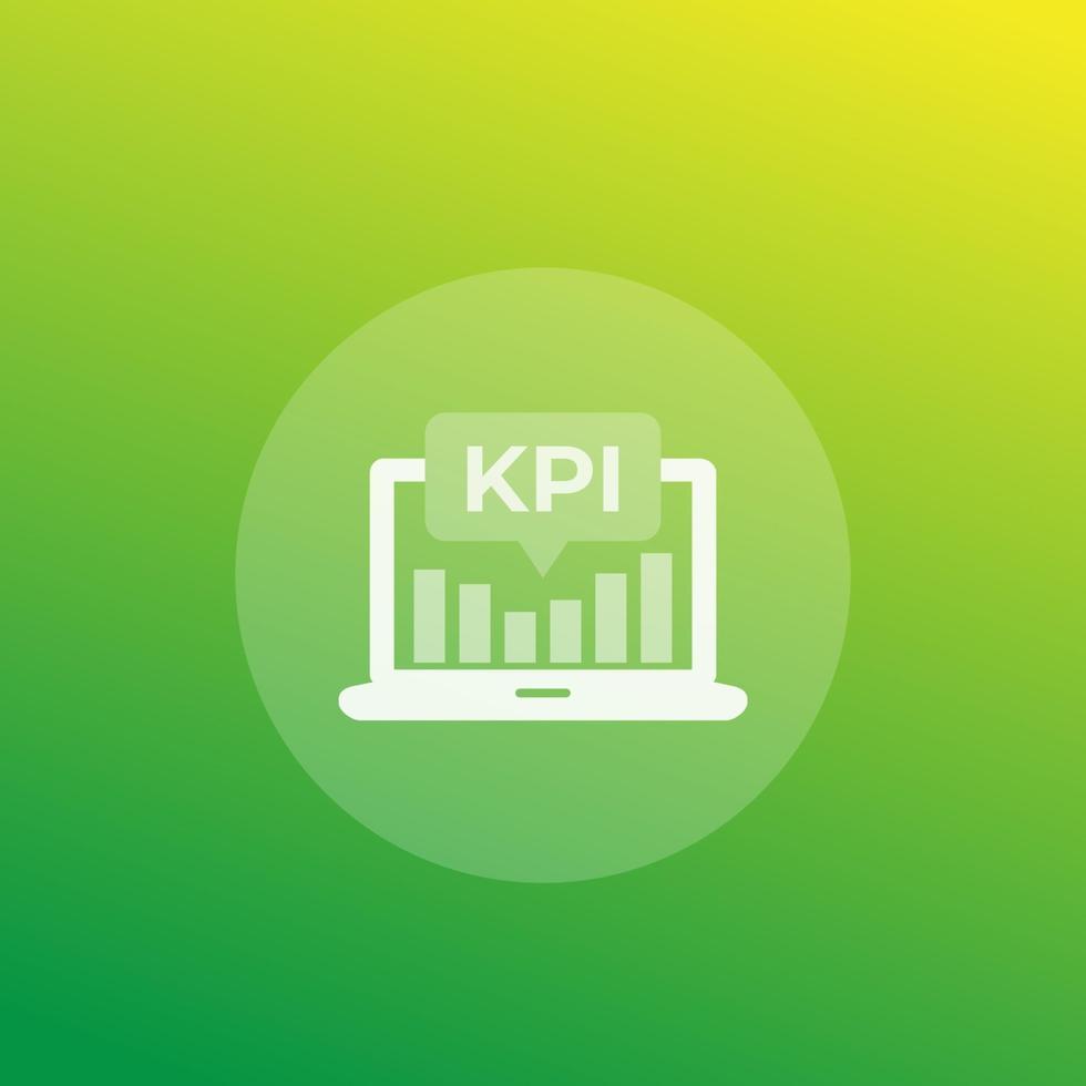 KPI icon with laptop and analytic graph vector