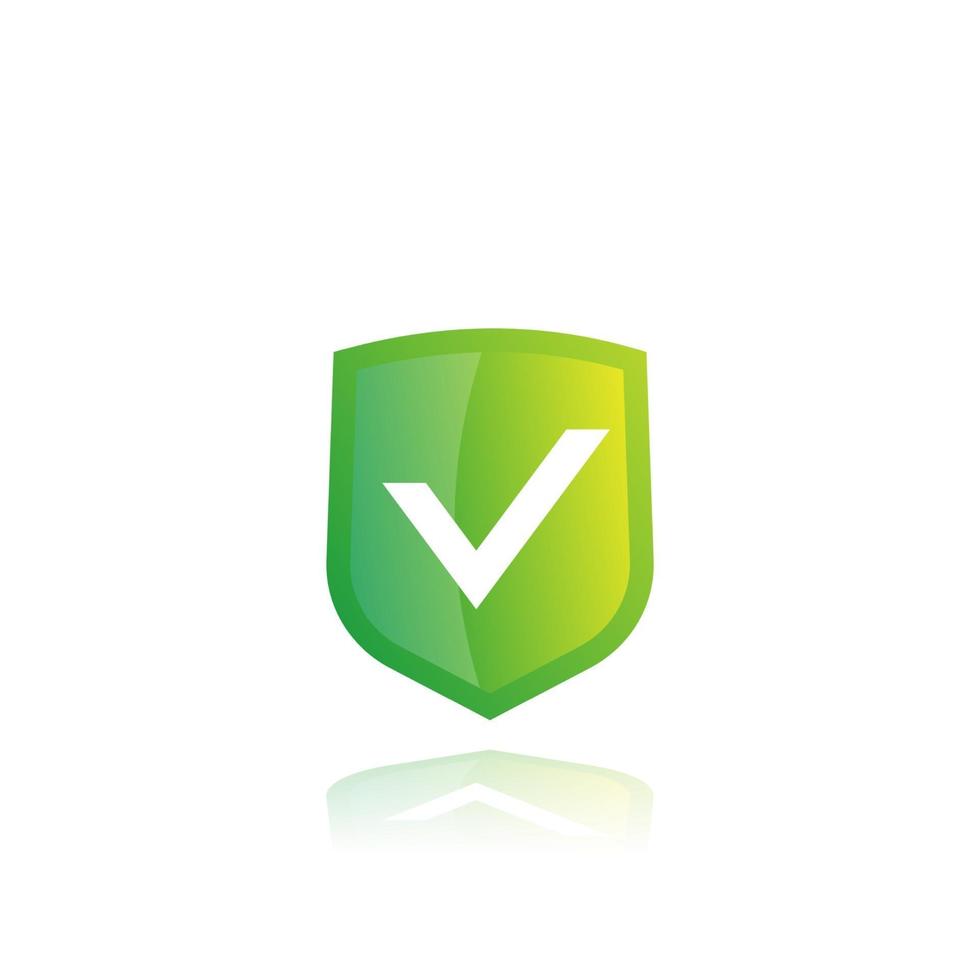 Escudo con icono de vector de marca de verificación en blanco