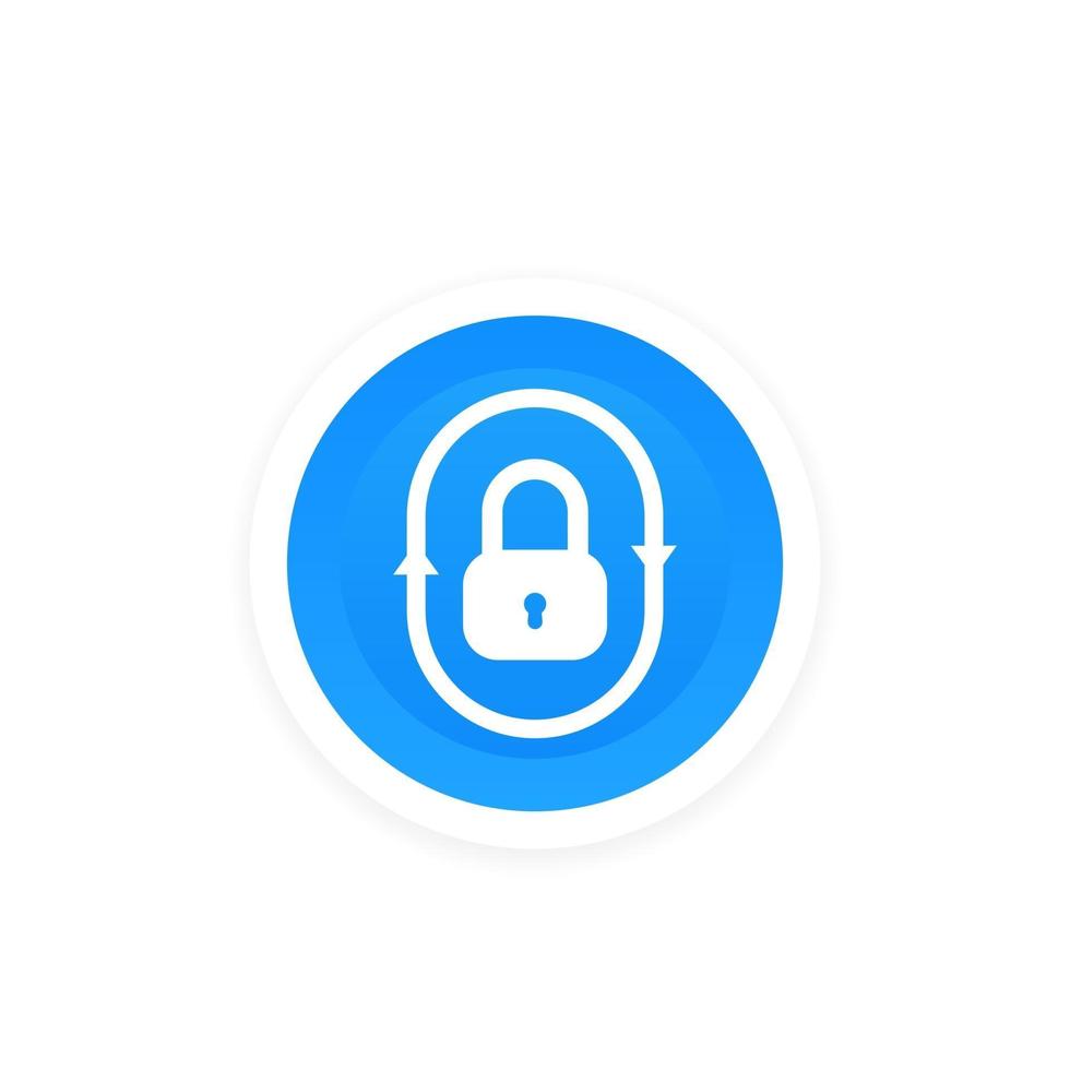 icono de seguridad con candado y flechas vector