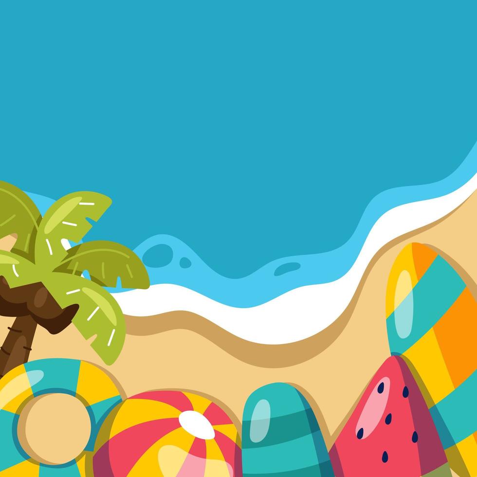 fondo de playa con elementos de verano vector