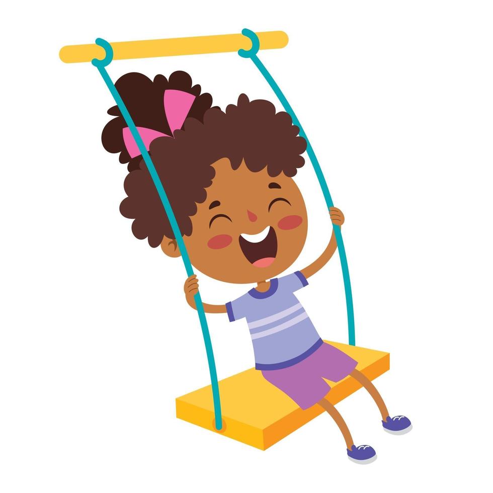 Funny Kid Playing In A Swing vector