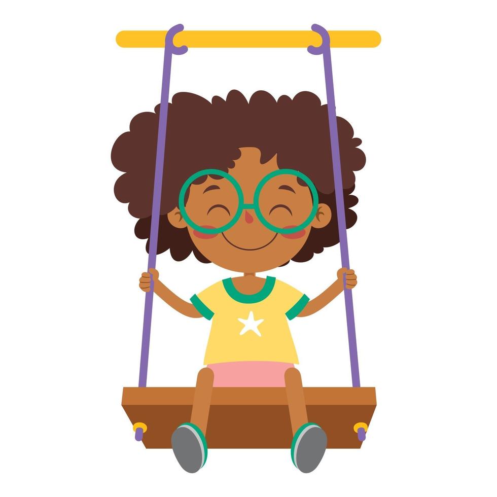 Funny Kid Playing In A Swing vector