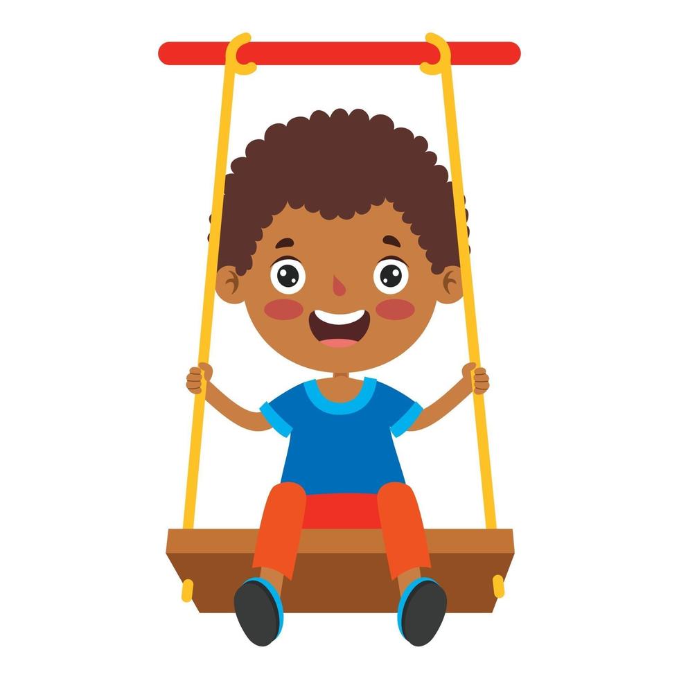 Funny Kid Playing In A Swing vector