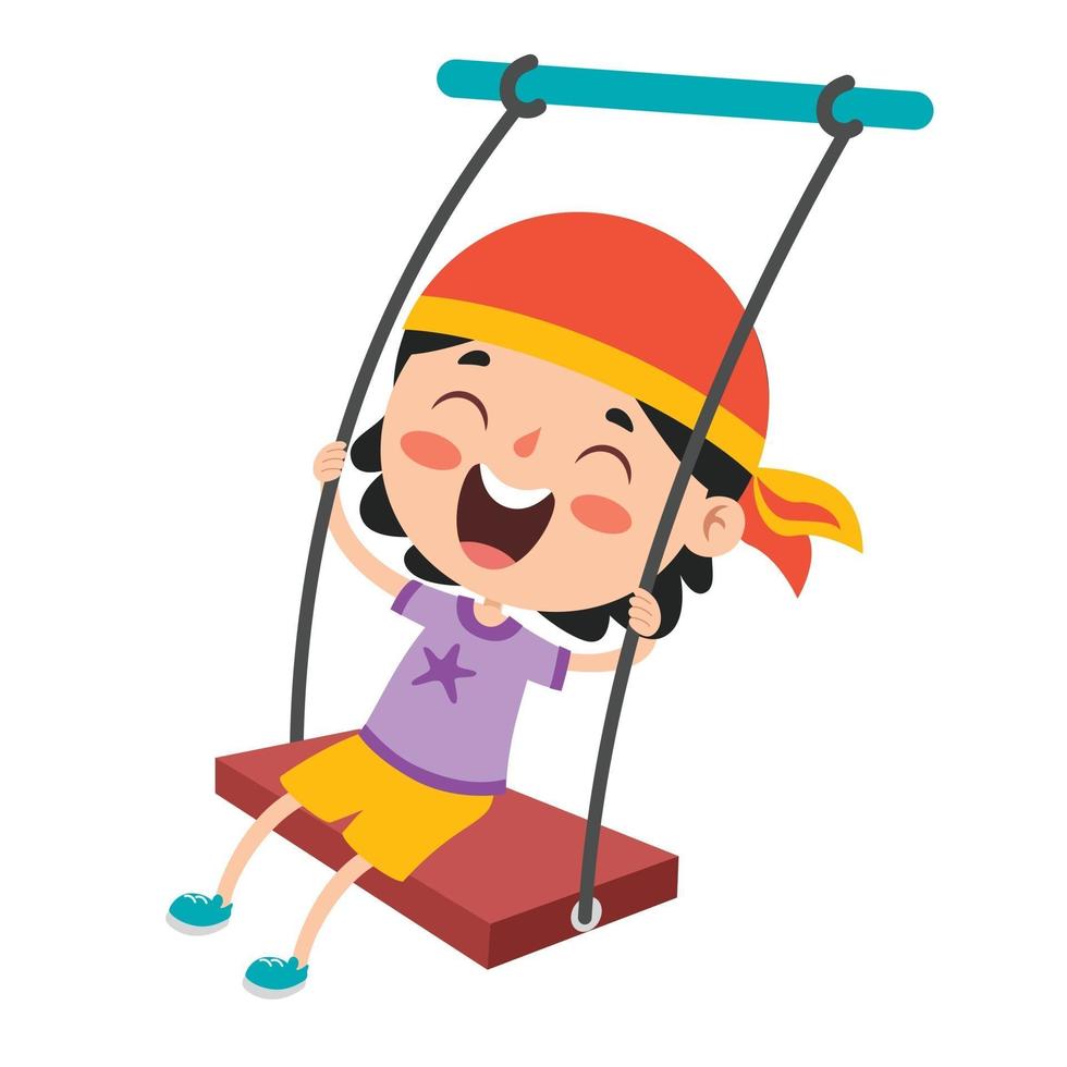 Funny Kid Playing In A Swing vector