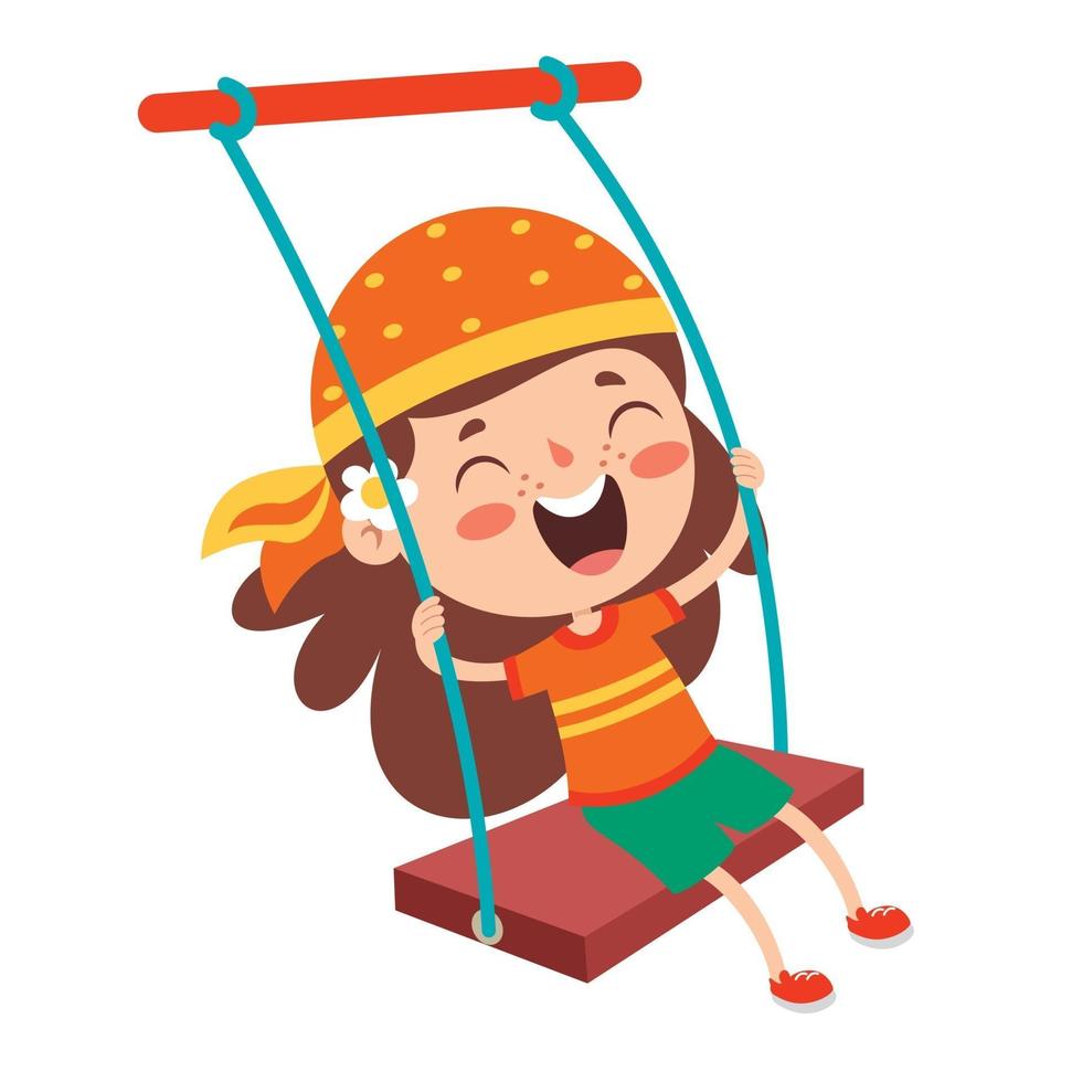 Funny Kid Playing In A Swing vector