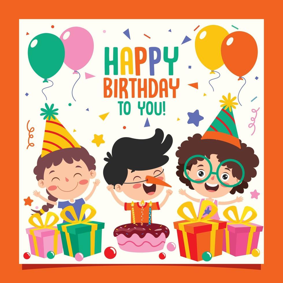 Cute Colorful Birthday Card Template vector