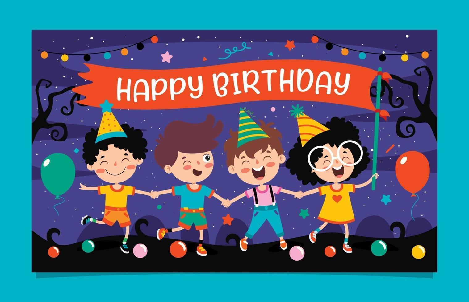 Cute Colorful Birthday Card Template vector