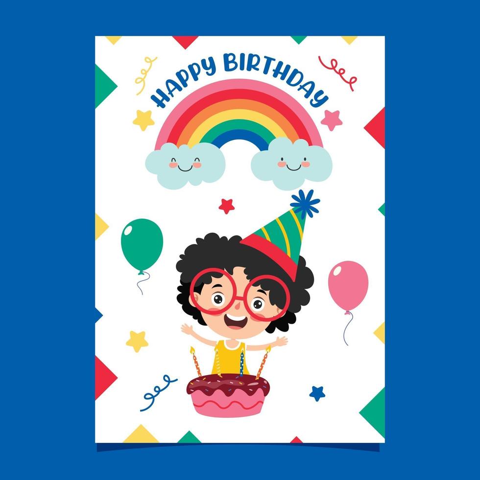 linda plantilla de tarjeta de cumpleaños colorida vector