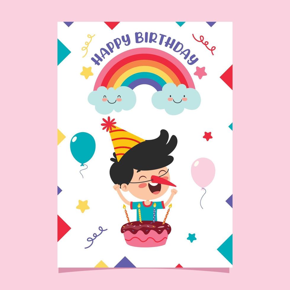 linda plantilla de tarjeta de cumpleaños colorida vector