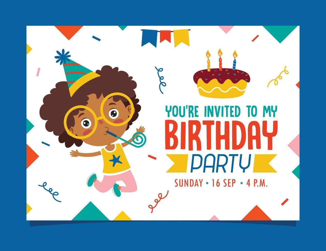 Cute Colorful Birthday Card Template vector
