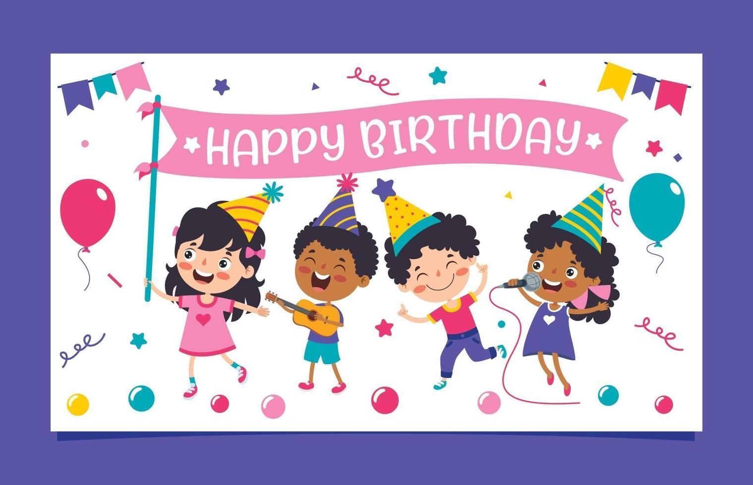 Cute Colorful Birthday Card Template vector