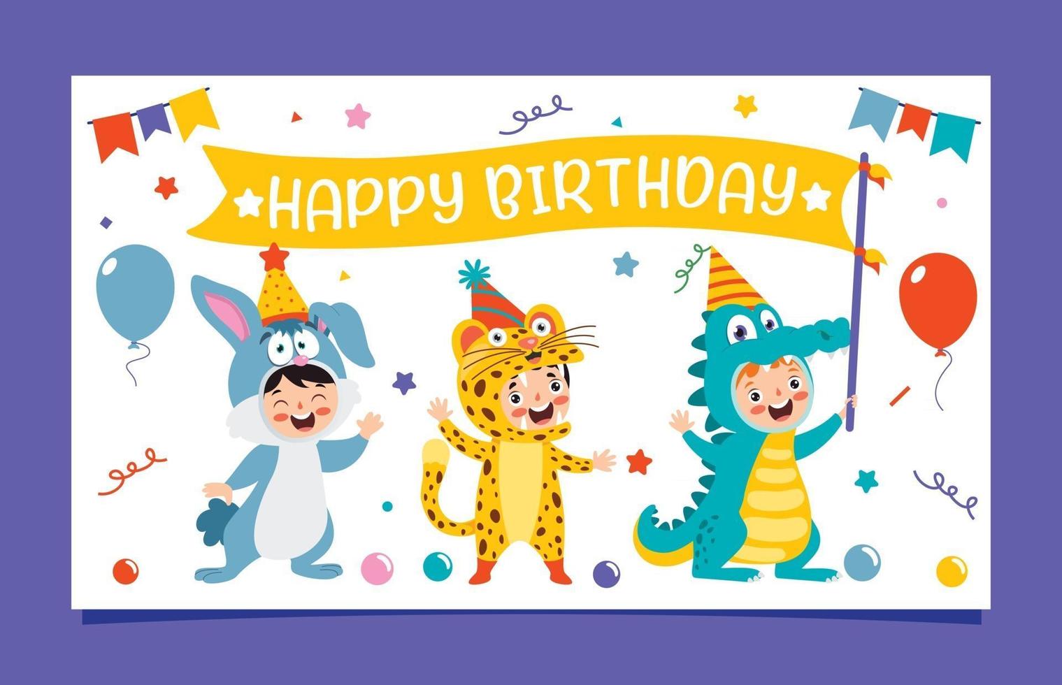 Cute Colorful Birthday Card Template vector
