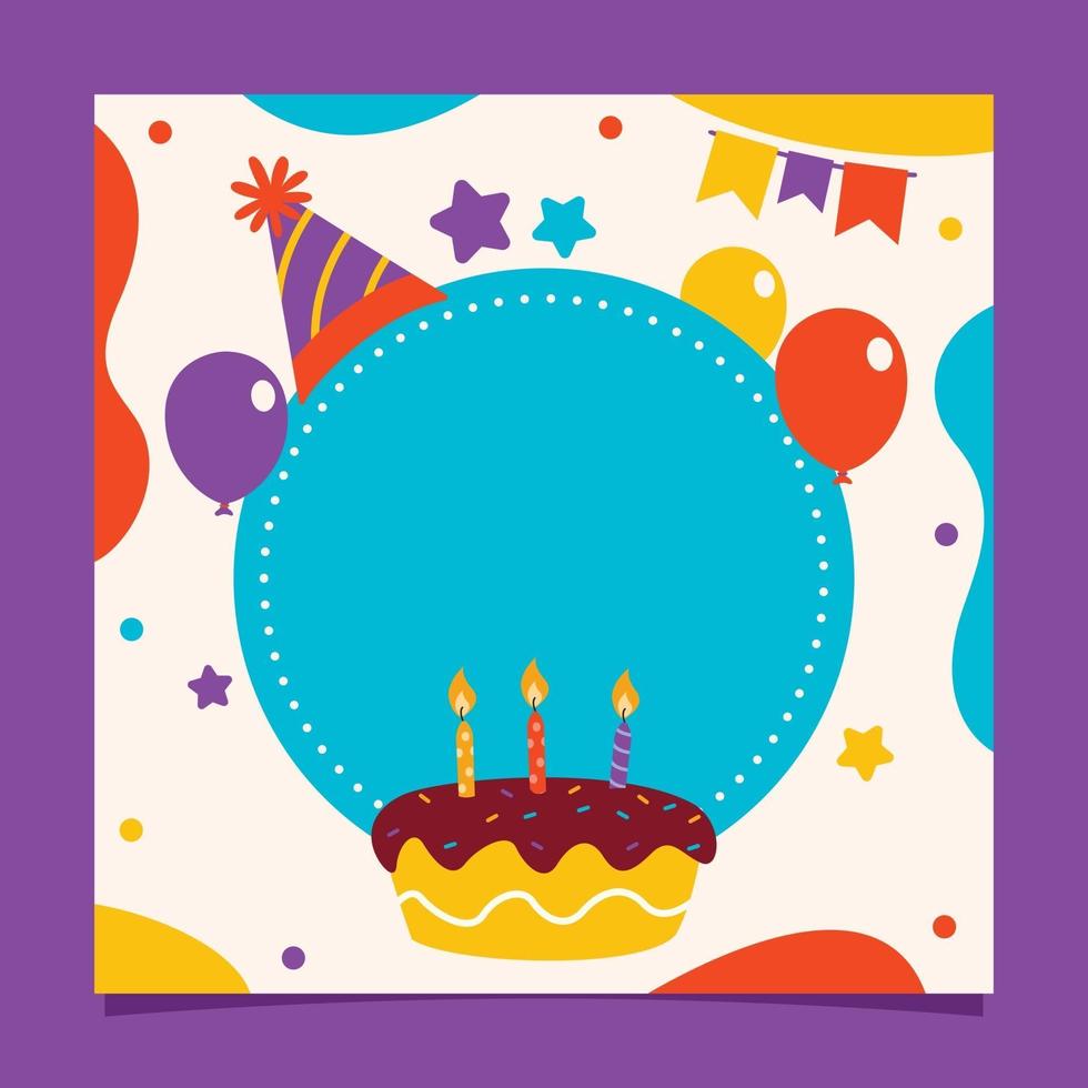 Cute Colorful Birthday Card Template vector