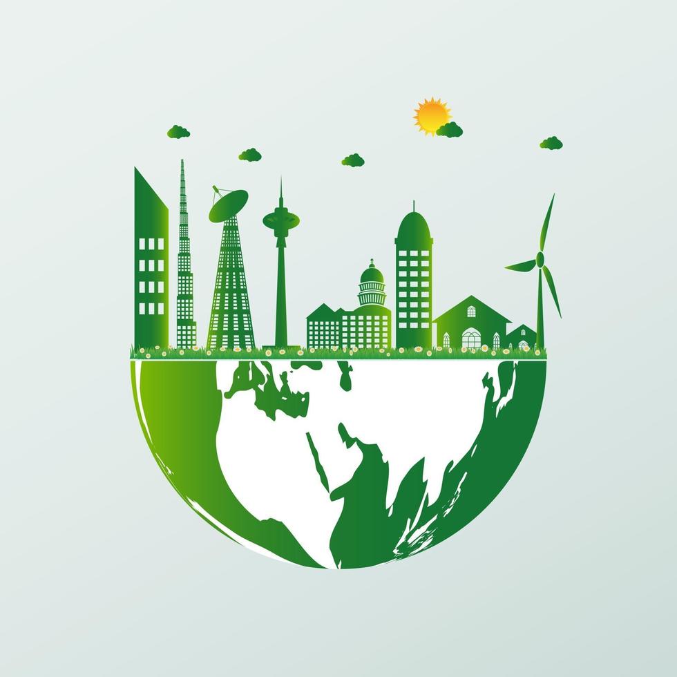 concepto de ecología ciudades verdes vector