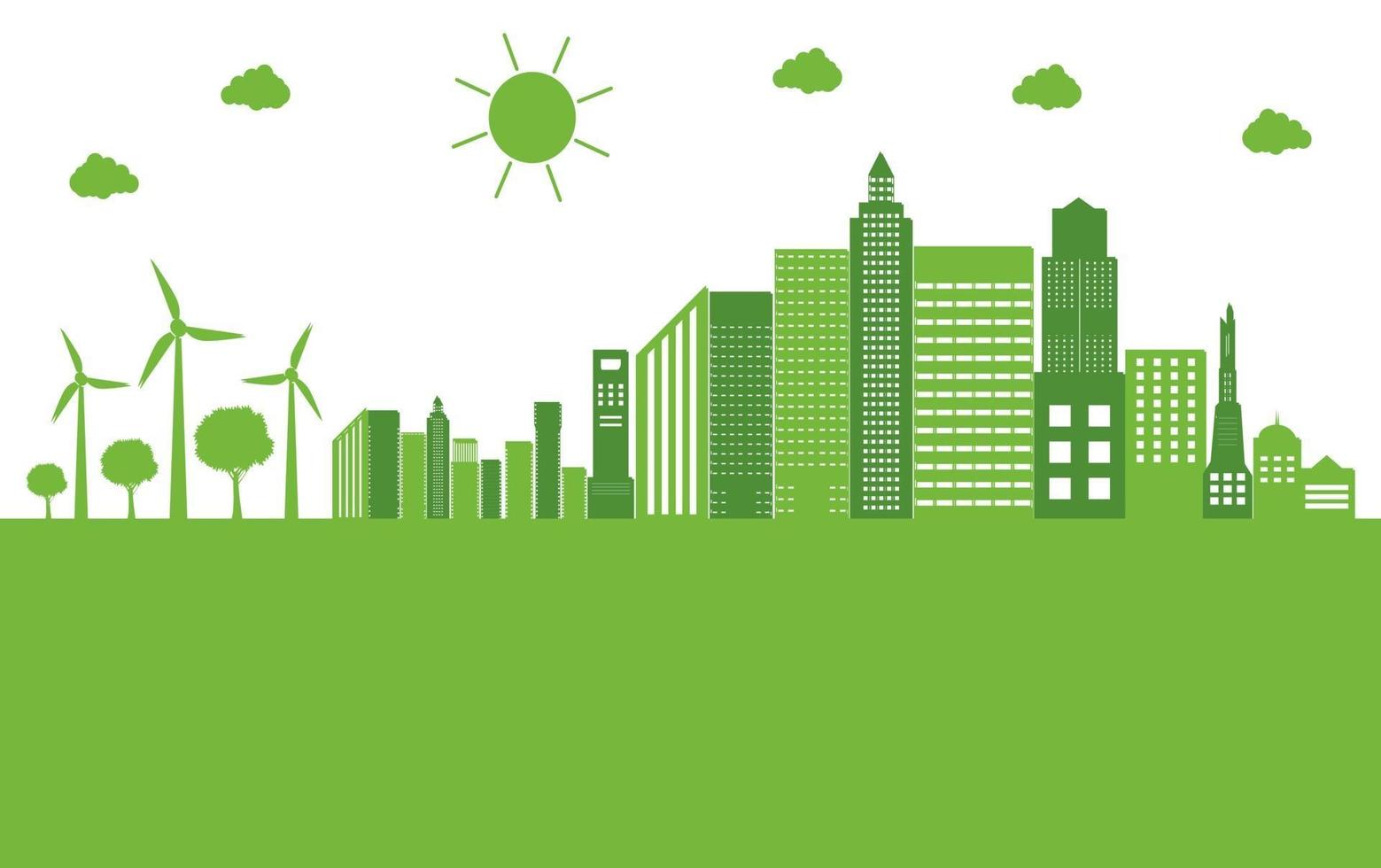 concepto de ciudad de ecología verde vector