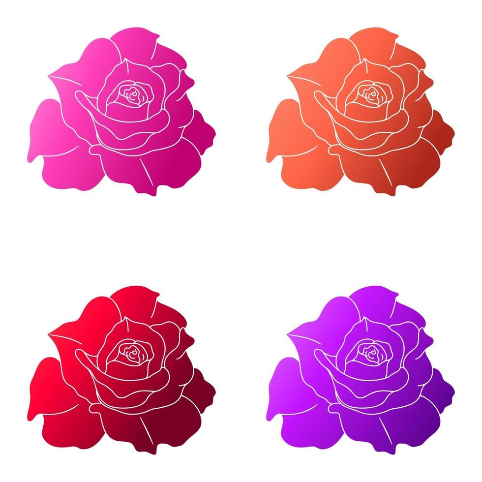 conjunto de rosas vectoriales de diferentes colores vector