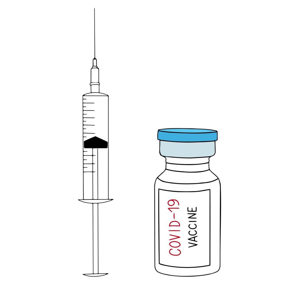 Flat vector illustration of vaccine coronavirus