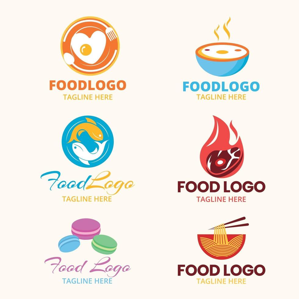 conjunto de diseño de logotipo de comida vector