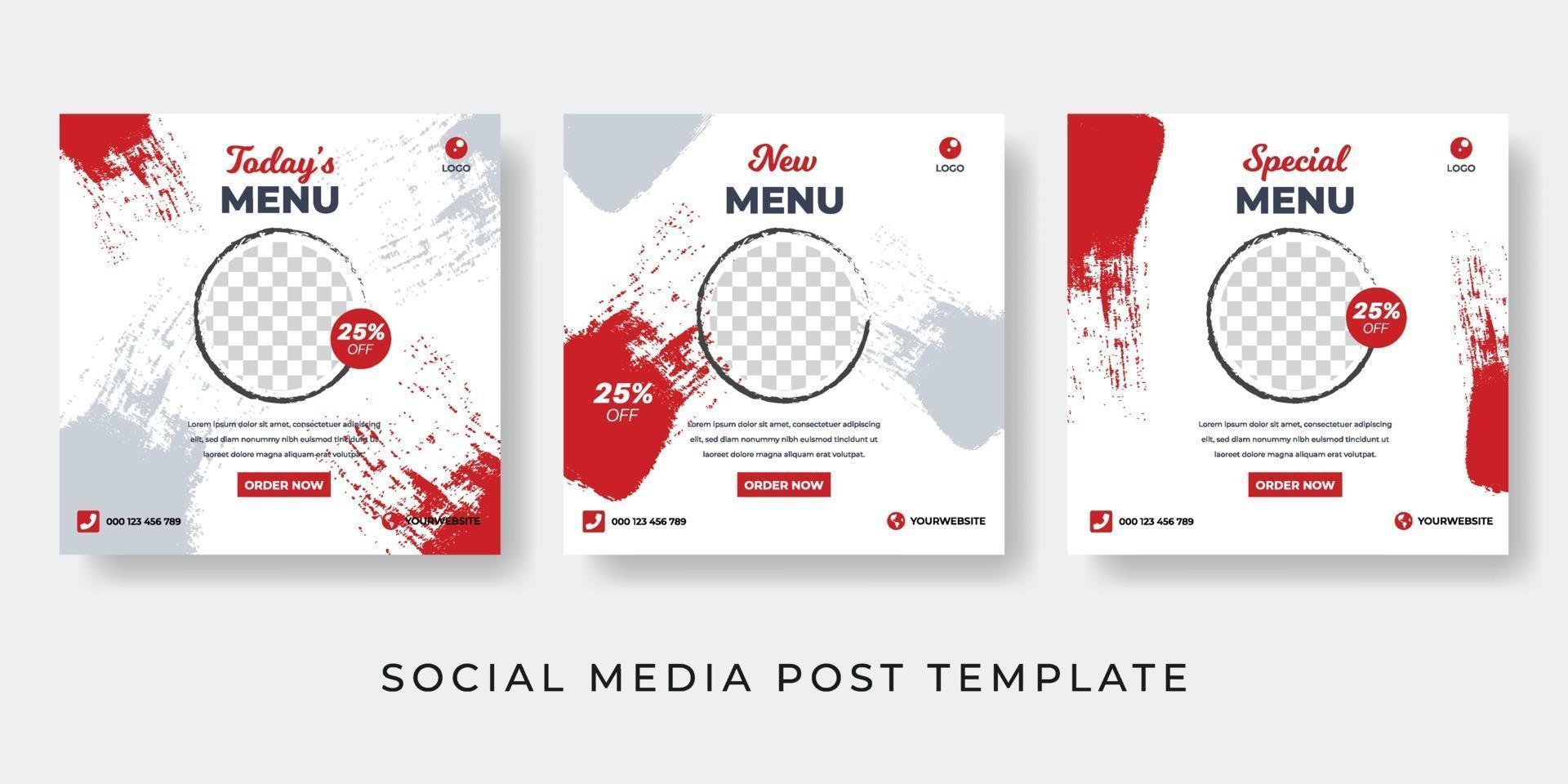 Hot food social media post Culinary post collection vector