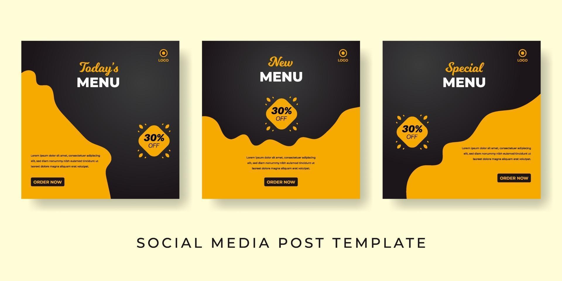 Fast food social media banner Delicious food background template vector