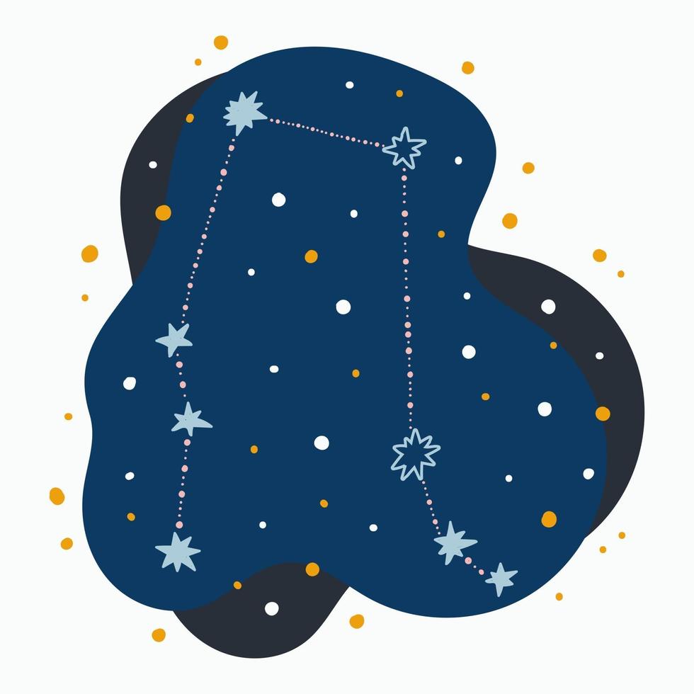 Constelación linda signo del zodíaco Géminis garabatos dibujados a mano estrellas y puntos en el espacio abstracto vector