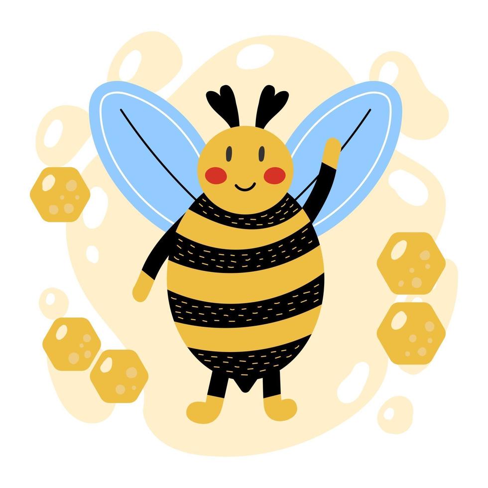 Cute cartoon bumblebee Hand drawn style vector