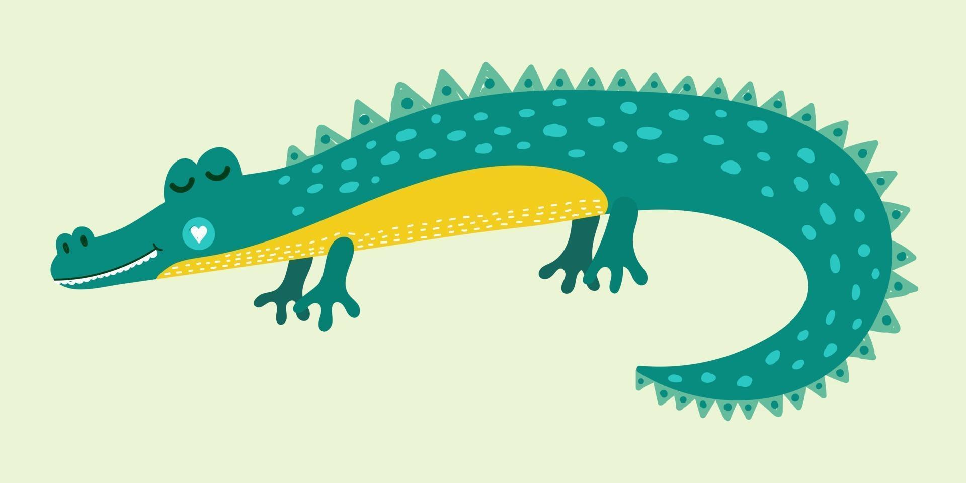 Cute cartoon alligator for kids vector