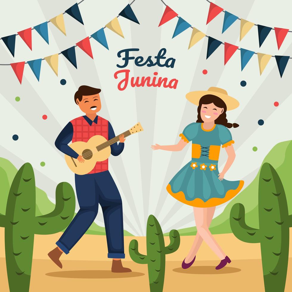 A Couple Celebrating Festa Junina vector