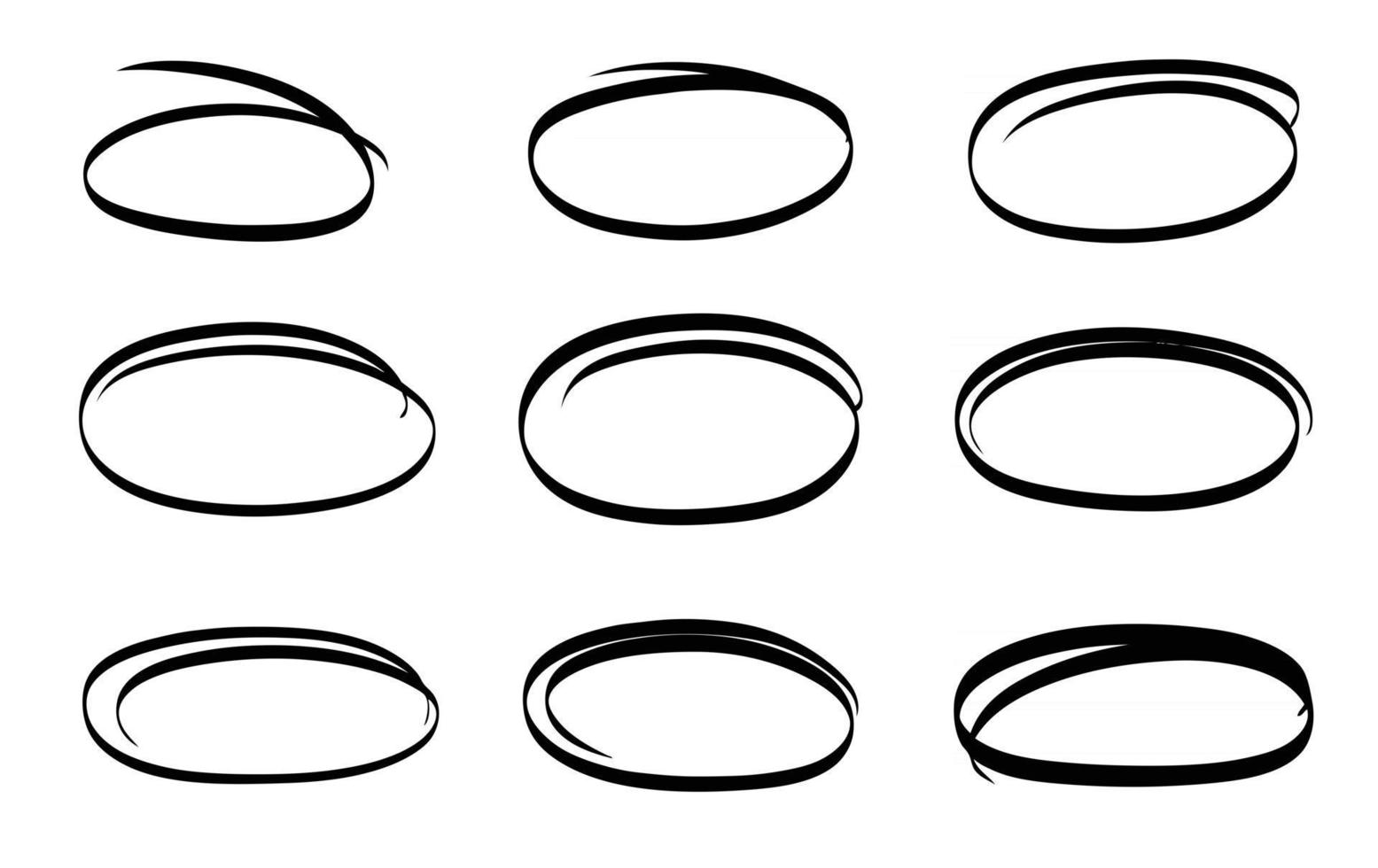 Hand drawn circle line sketch vector set circular scribble doodle round design