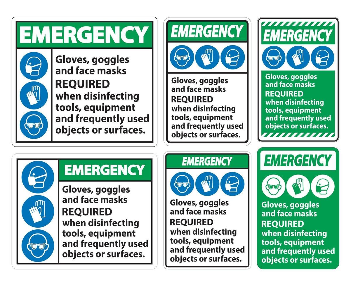 Emergency Gloves Goggles And Face Masks Required vector