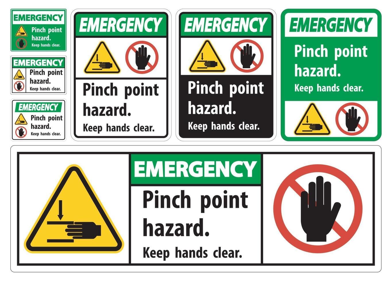 Emergency Pinch Point Hazard Keep Hands Clear Symbol vector