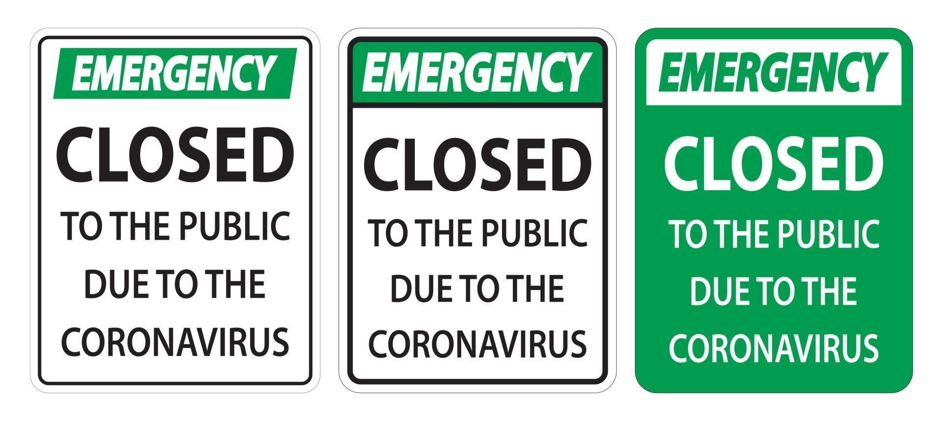 Emergency Closed to public sign vector