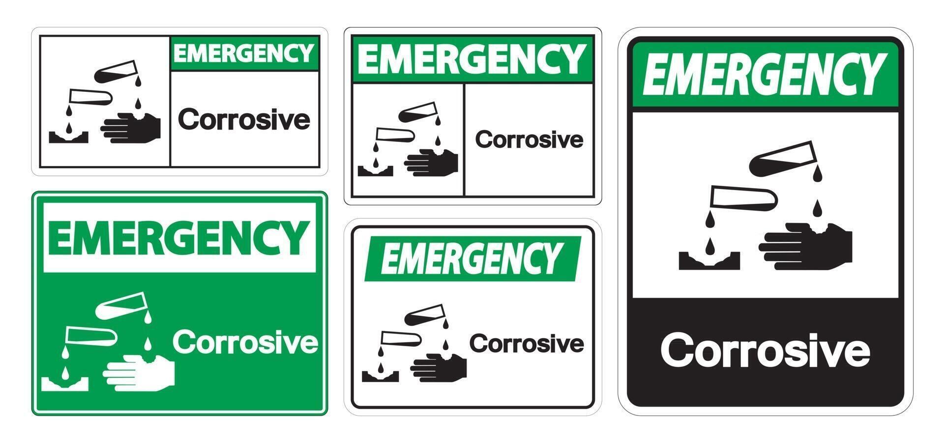 signo de símbolo corrosivo de emergencia vector