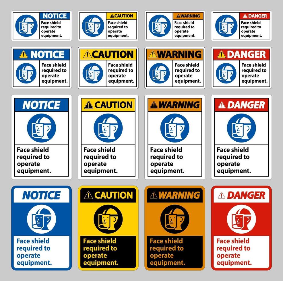 Face Shield Required to Operate Equipment vector