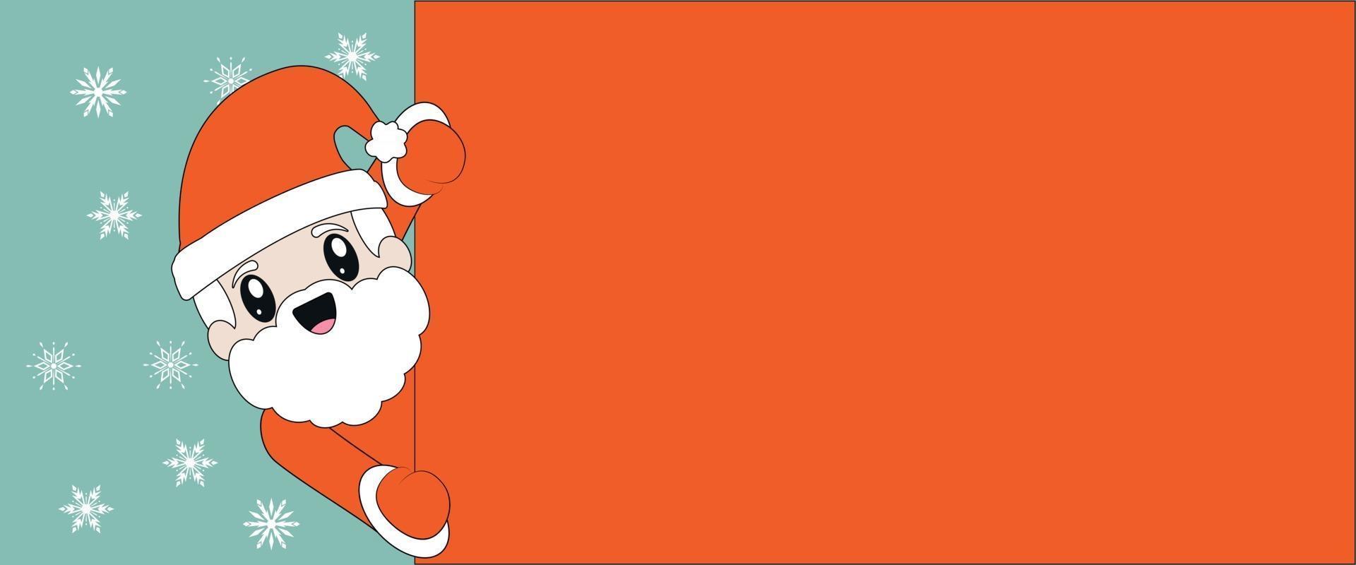 Santa Claus Kawaii holding a red banner vector
