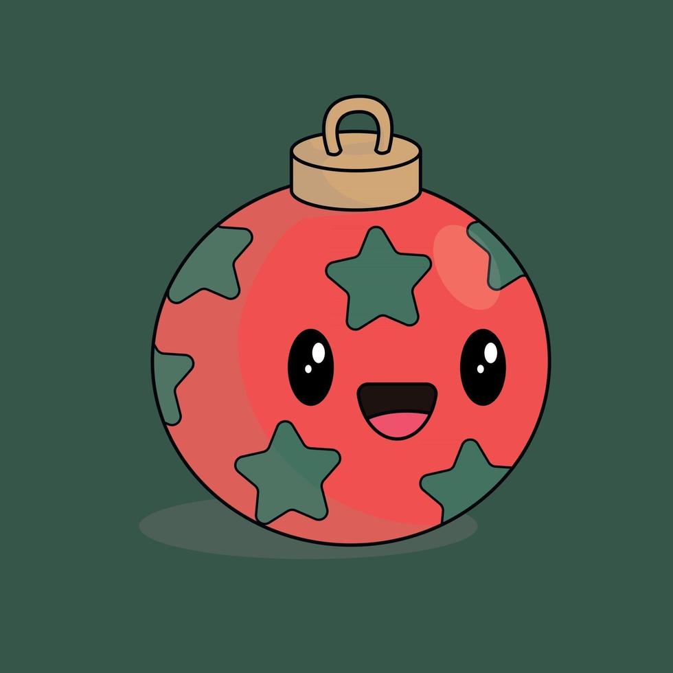 kawaii christmas ball vector