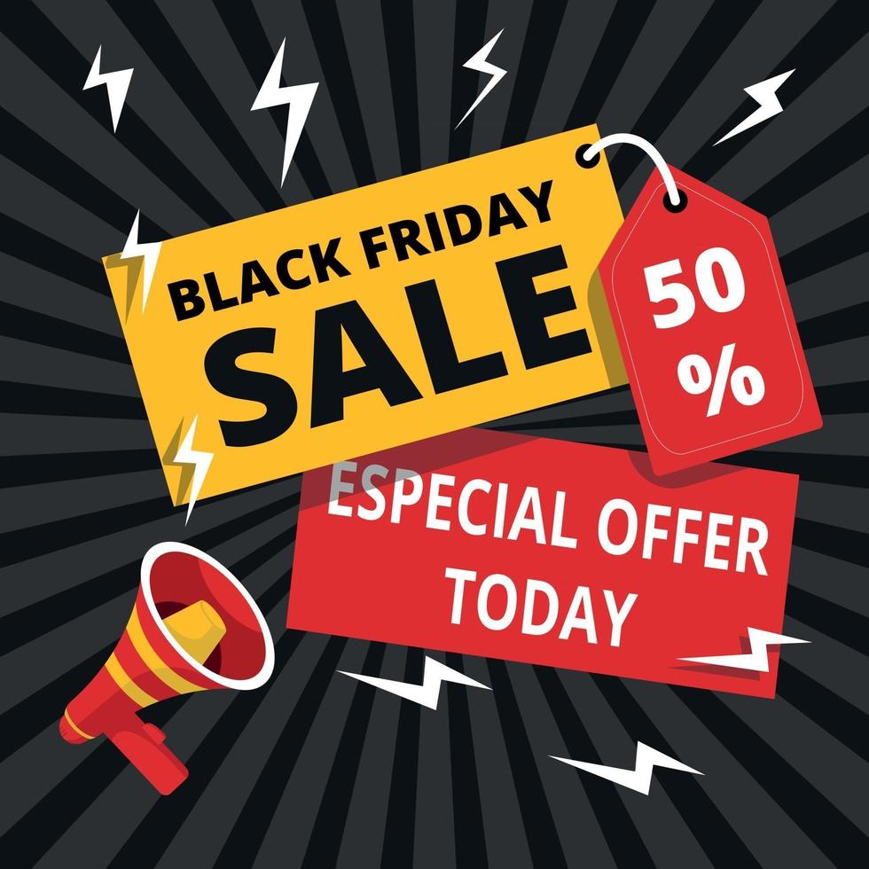 Megaphone with black friday banner text vector