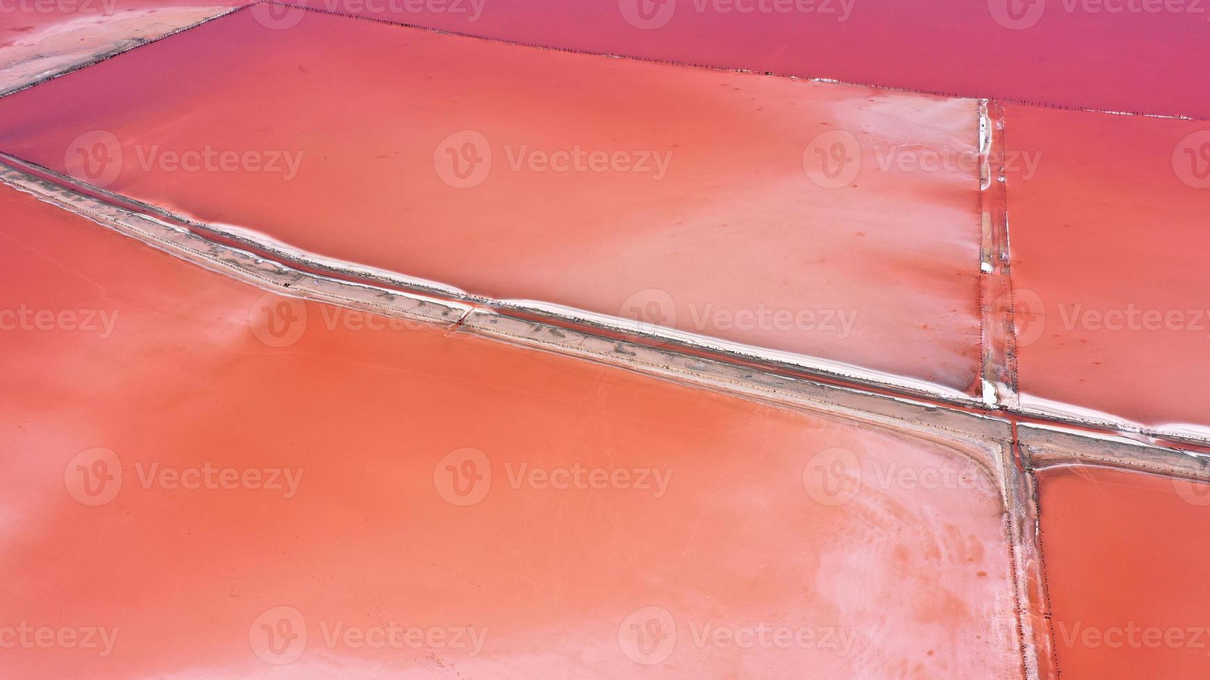 Aerial drone top down photo of a natural pink Lake Kuyalnik in Odessa, Ukraine