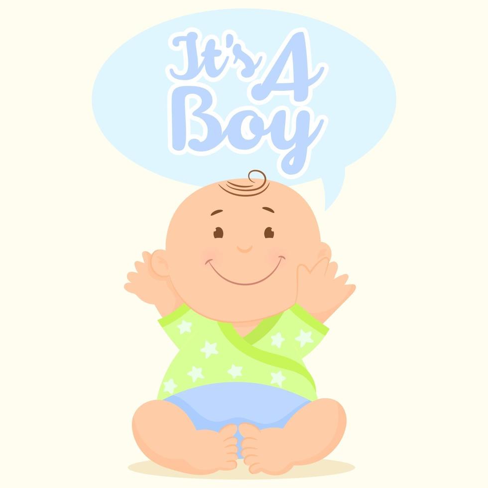 Cute baby in diapers Its a boy vector