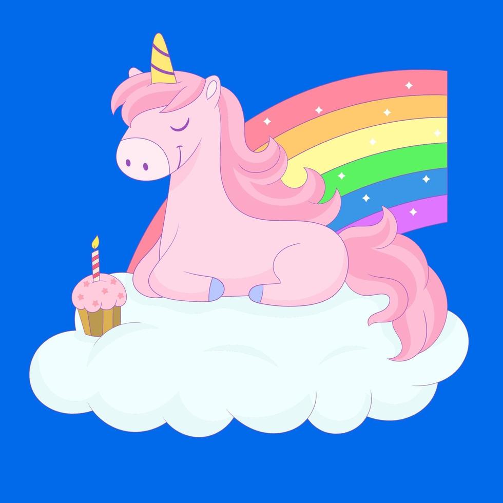 lindo unicornio mágico para el cumpleaños del bebé vector