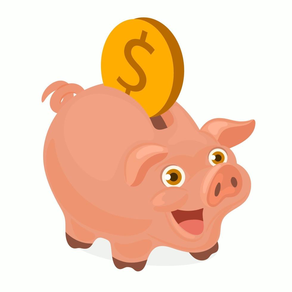 Piggy bank with golden coin vector