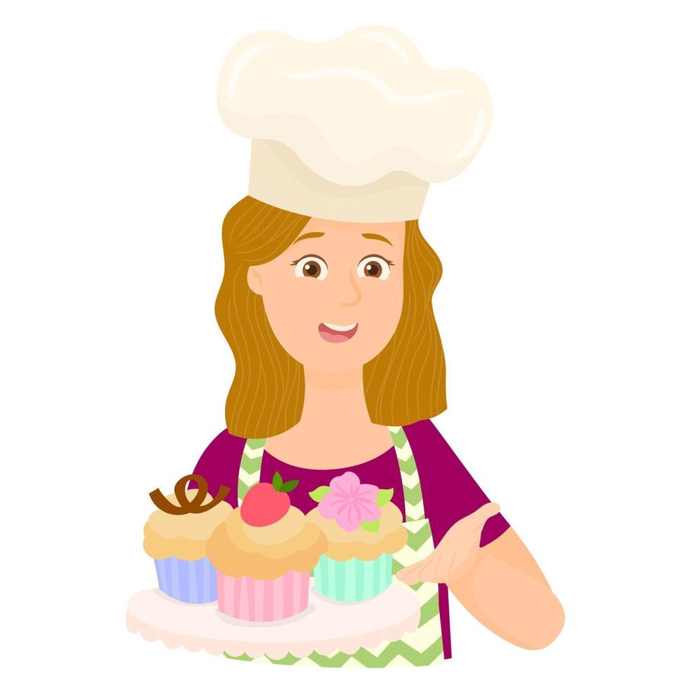 Mom cooking cupcake for dessert vector