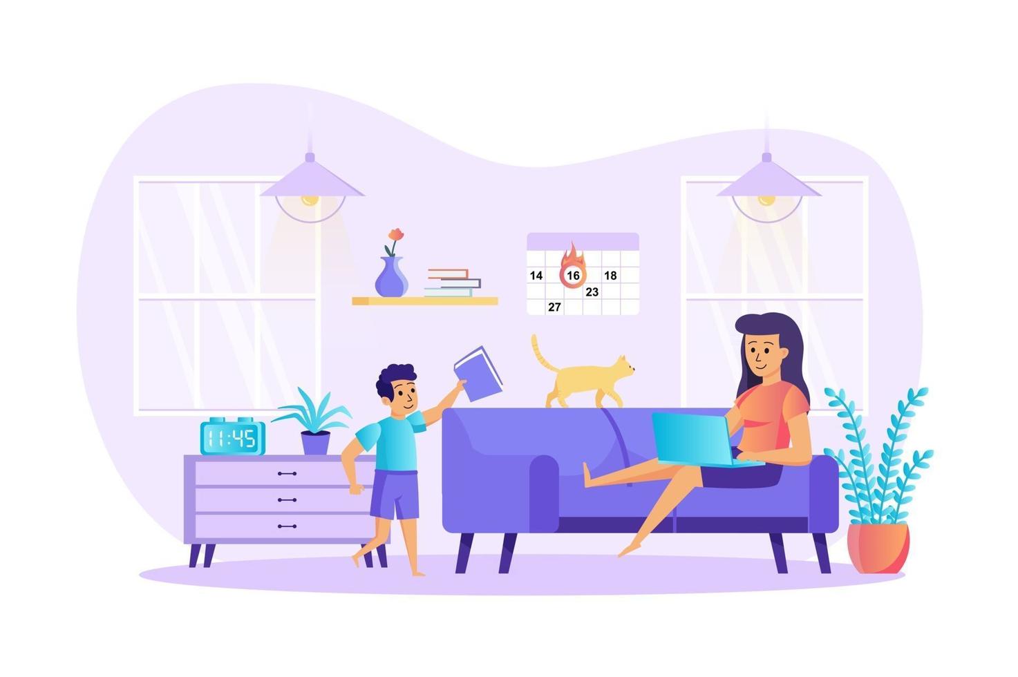 Remote work disadvantages concept vector illustration of people characters in flat design