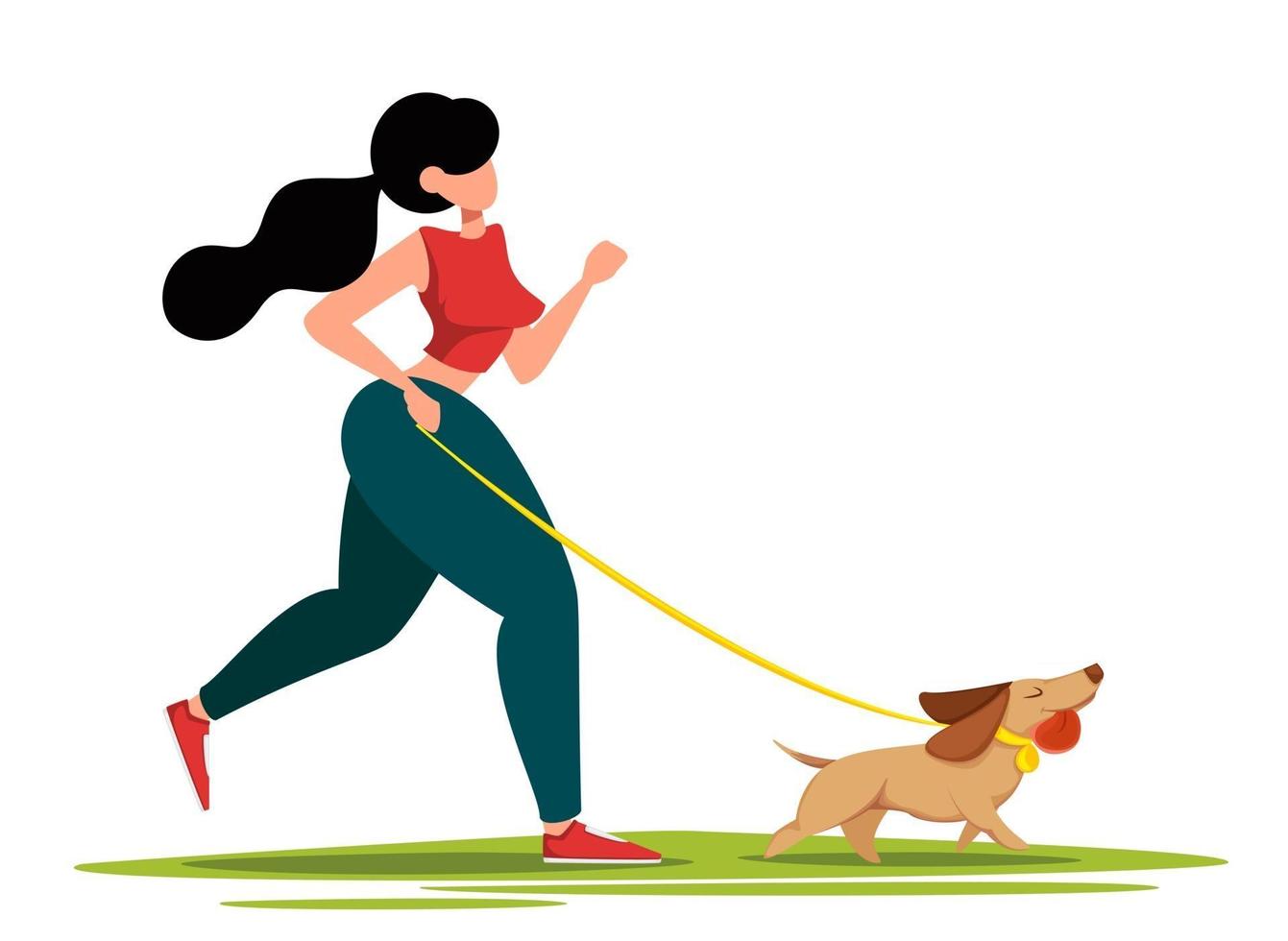 Beautiful woman walks with her dog vector