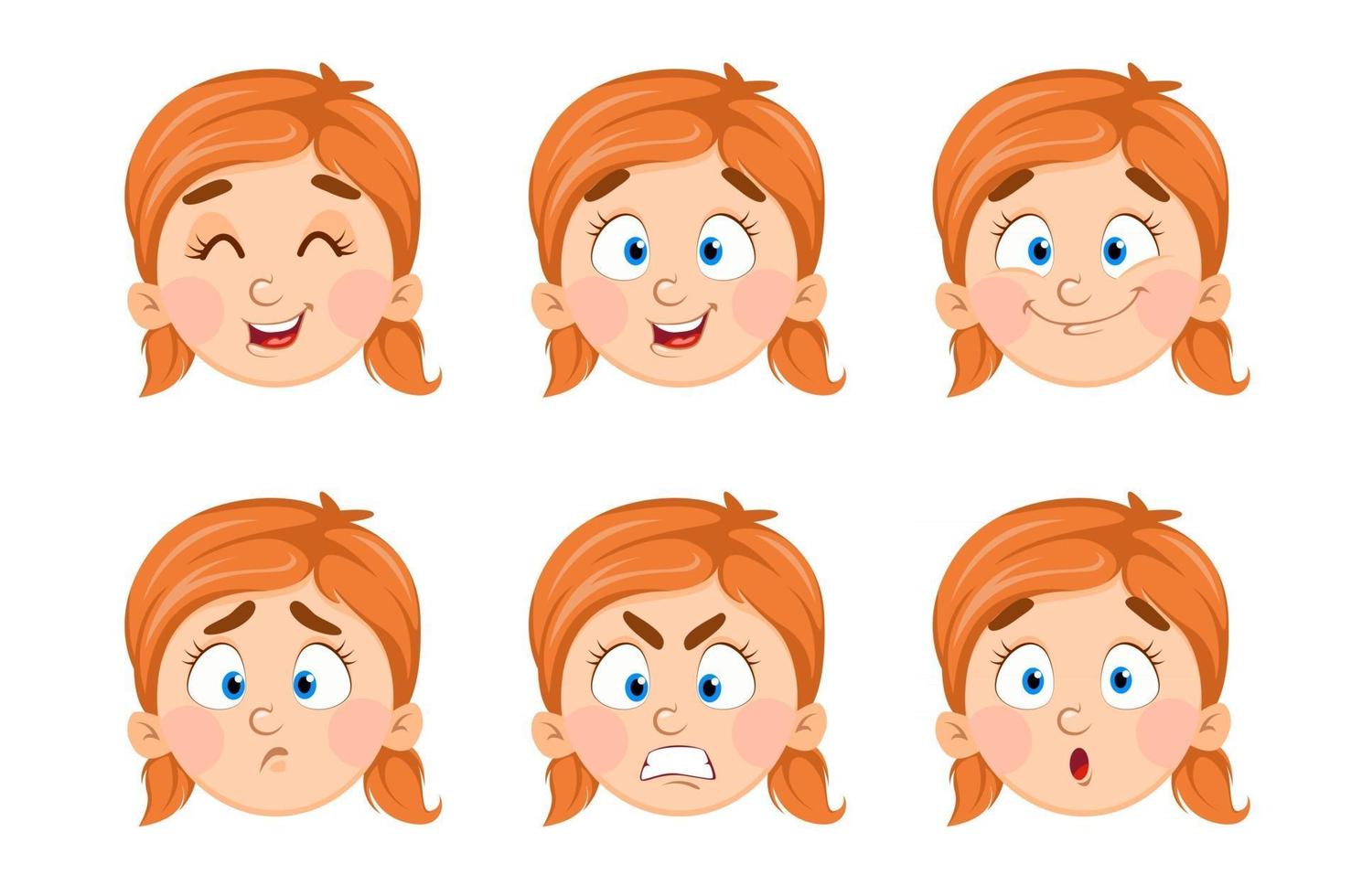 Face expressions of cute little girl vector