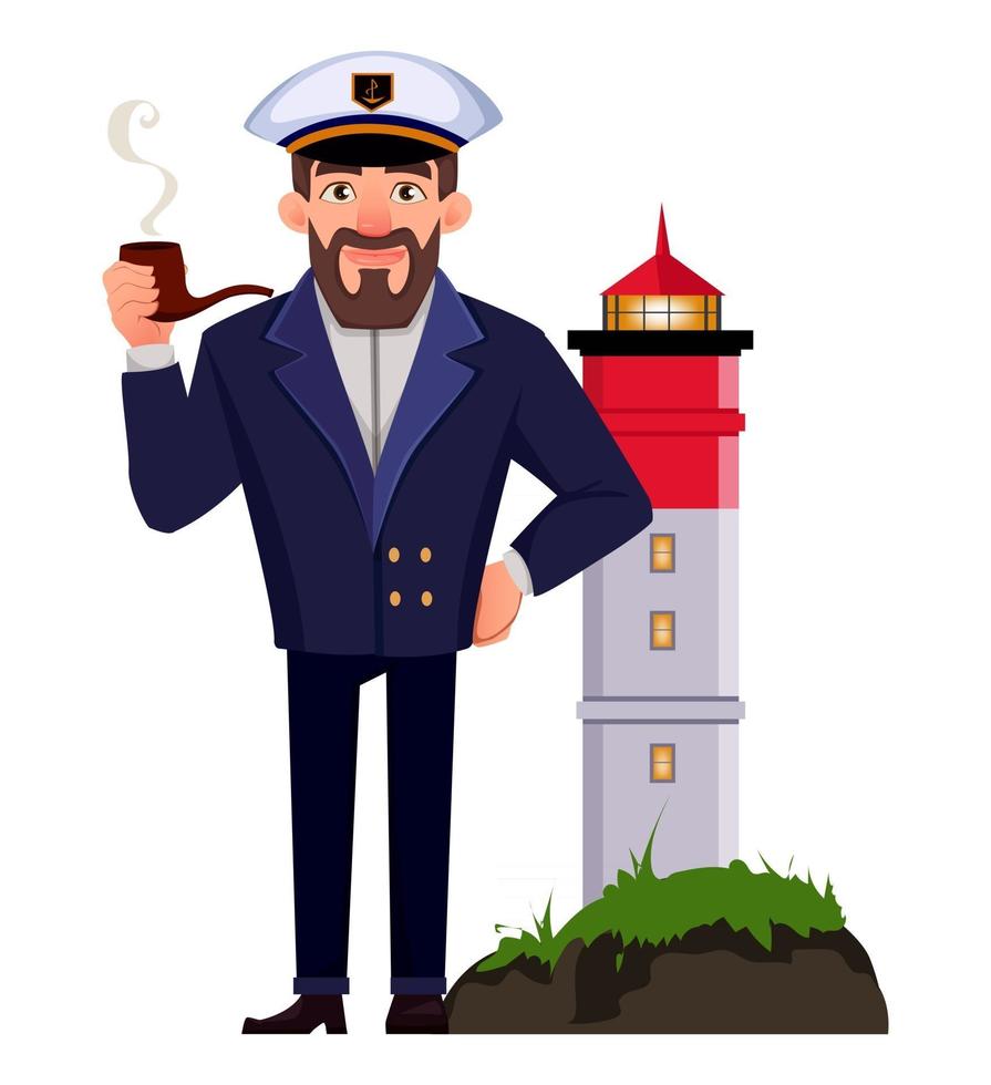 Captain of the ship in professional uniform vector