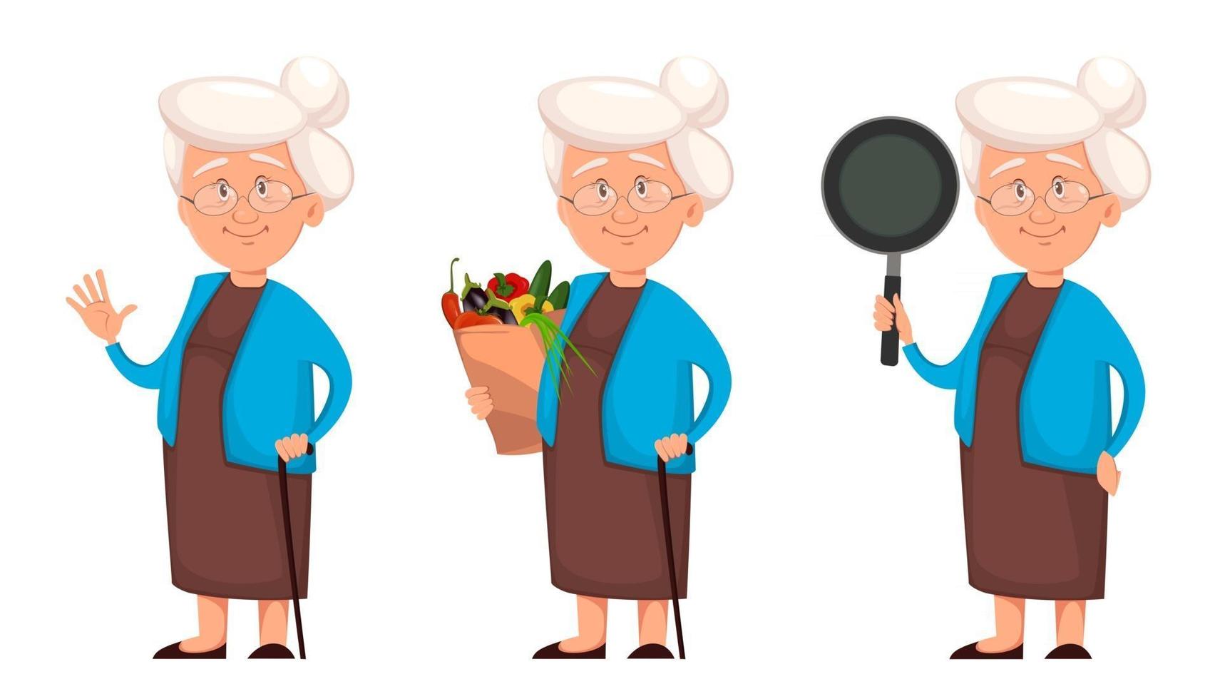 Grandmother set of three poses vector