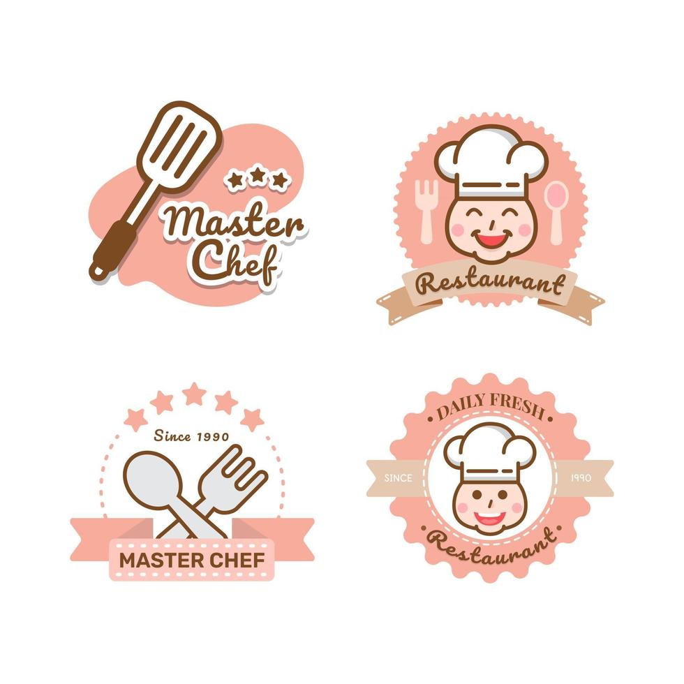 Restaurant logo template Chef hat labels vector