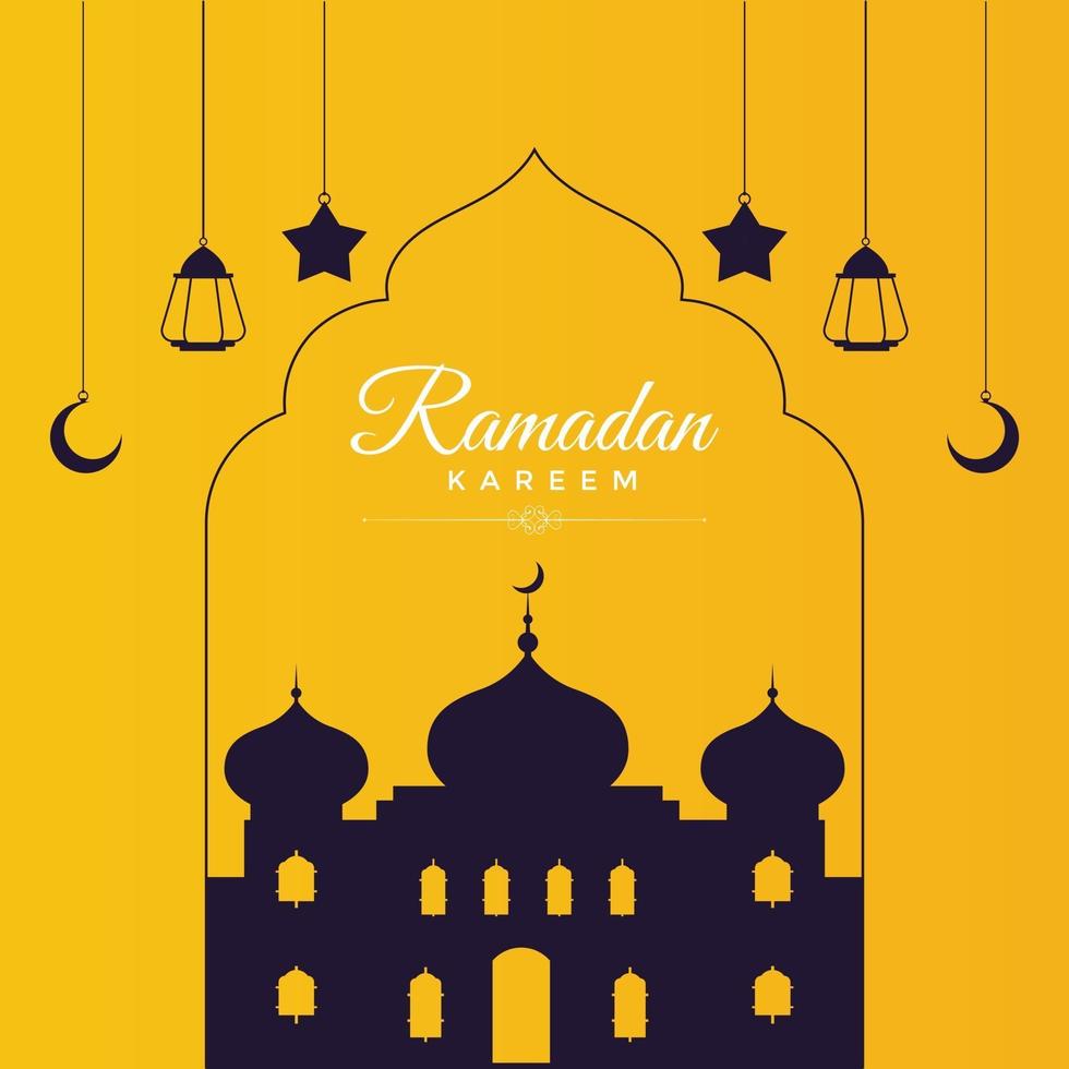 Happy Ramadan Kareem greeting background template Free Vector
