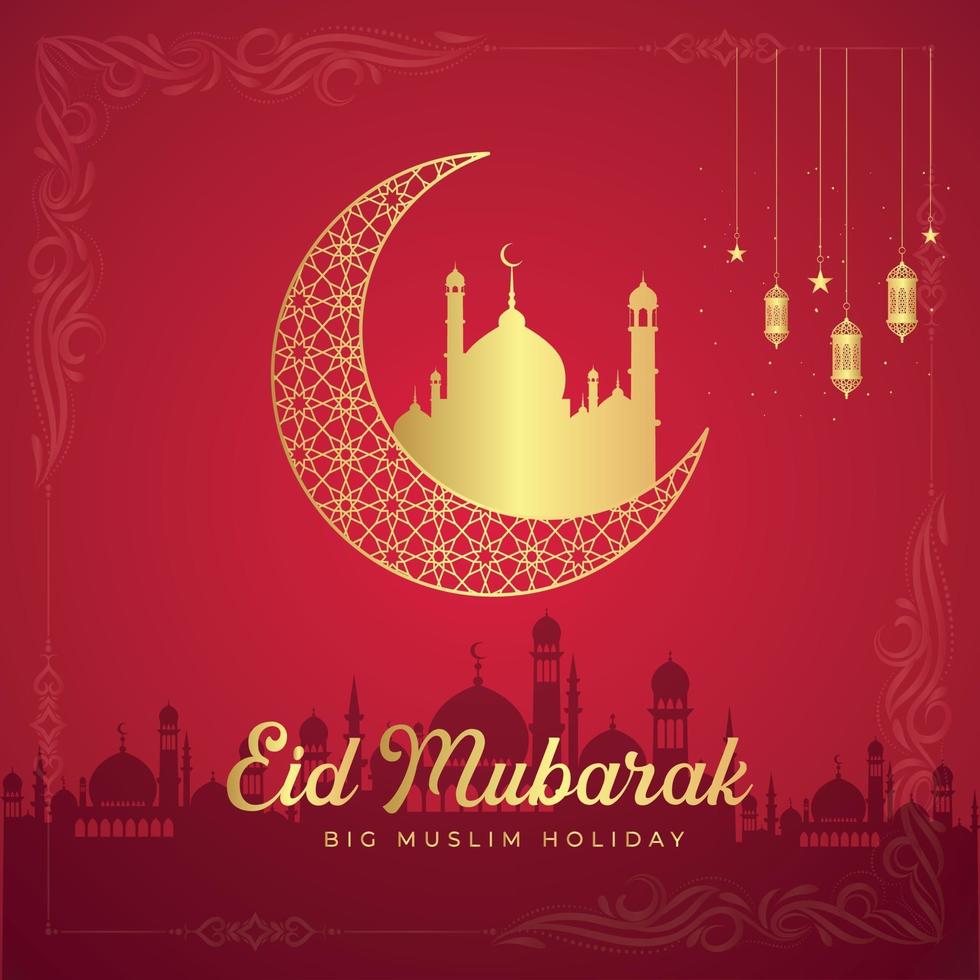 Happy Eid Mubarak greeting background template Free Vector